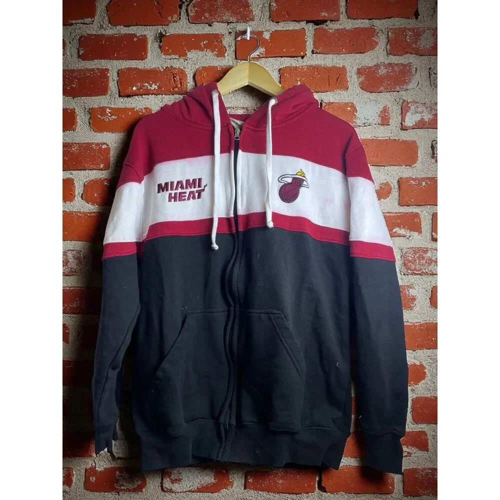 Miami Heat Fanatics Full-Zip Hoodie – Red/White/Black – Size M